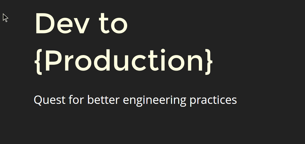 Talk: From Dev to {Production}